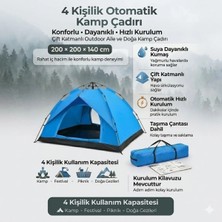 TKÇ Tkcls- 4 Kişilik Otomatik Kamp Çadırı – Çift Katmanlı, Suya Dayanıklı, Hızlı Kurulum Out