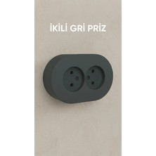 TKÇ Tkcls- Antrasit Renkli Sıva Üstü Ikili Topraklı Elektrik Prizi