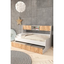 Setay Yavrulu Karyola, Viyole Kapaklı, Kitaplıklı Yavrulu Karyola - 90X200