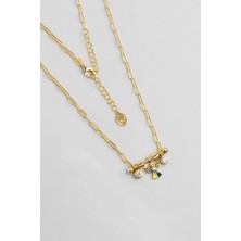 So CHIC Minimal Şans Meleği 18 Ayar Sarı Altın Kaplama 45 Cm Gümüş Tasarım Kolye
