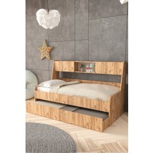 Setay Yavrulu Karyola, Viyole Kapaklı, Kitaplıklı Yavrulu Karyola - 90X200
