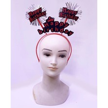 Magicool Happy Birthday Yazılı Püsküllü Neon Kırmızı Renk Doğum Günü Tacı 22X19 cm