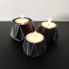 Lunera Accessories 3D Baskı 3’lü Geometrik Mumluk Seti | Modern Dekoratif Masa Üstü Aksesuar | Minimal Şık Tasarım