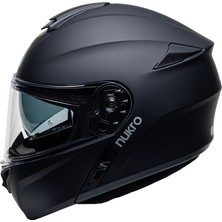 Nukrotech Nukro 938-SV Mat Siyah Çeneaçılır Motosiklet Kaskı