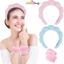 Sibela Beauty Bombeli Spa Makyaj, Tacı Makyaj ve Banyo Bandı Seti, Bileklikli Set