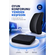 Anva Med Oyuncular Için Ortopedik Bel Destek Yastığı ve Kare Oturma Minderi Ergonomik Destek Seti