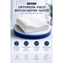 Anva Med Ortopedik Visco Boyun Destek Yastığı Hafızalı Köpük Ergonomik Uyku Yastığı Lüks Konfor