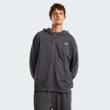 The North Face Essential Oversize Tam Fermuarlı Kapüşonlu Ceket Siyah Hafif Kumaşlı Erkekler İçin