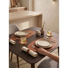 Derisunum Design 6 Parça 2 kişilik Deri Sunum Seti – Modern Sofralar Için Amerikan Servis ve Bardak Altlığı Takımı