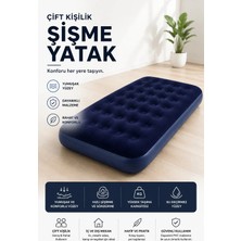 Yenilig Çift Kişilik Yumuşak Şişme Yatak – Konforlu, Dayanıklı ve Pratik Kullanımlı Şişme Kamp, Misafir ve Seyahat Yatağı Çok Renkli