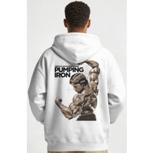 Sevbano Arnold Fitness Gym Bodybuilding Sporcu Sırt Baskılı Unisex Oversize Penye Hoodie