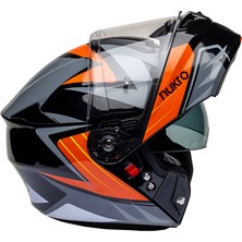 Nukrotech Nukro 938-SV Siyah-Turuncu Çeneaçılır Motosiklet Kaskı