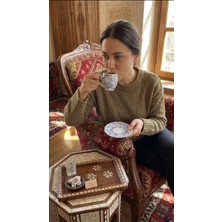 Kavalye Fine Bone Porcelain Desenli Tekli Türk Kahvesi Fincanı ve Tabağı - Şık Tasarım