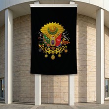 Punto Dizayn Osmanlı Arması Sancağı Siyah 140gr Premium Raşel Kumaş 200x300 cm