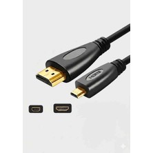 Micro HDMI To HDMI Kablo 4K 60Hz Altın Uçlu Görüntü ve Ses Aktarım Dönüştürücü