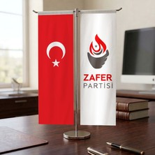 Punto Dizayn Zafer Partisi ve Türk Bayrağı Kırlangıç T tipi Masa Bayrak Takımı