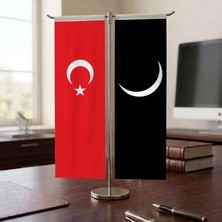 Punto Dizayn Ukab Bayrağı ve Türk Bayrağı Kırlangıç T tipi Masa Bayrak Takımı