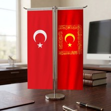 Punto Dizayn Fetih Bayrağı ve Türk Bayrağı Kırlangıç T tipi Masa Bayrak Takımı