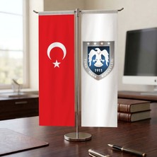 Punto Dizayn Hava Kuvvetleri Bayrağı ve Türk Bayrağı Kırlangıç T tipi Masa Bayrak Takımı