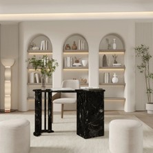 Klubeconcept Dergâh Kavis Formlu 120 cm Dolaplı Çalışma Masası – Siyah Minimal Ofis Tasarımı