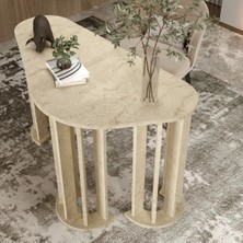 Klubeconcept Osmanlı Stil Oval Ayaklı Çalışma Masası 120 cm – Metalik Detaylı Modern Tasarım