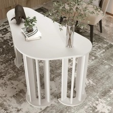 Klubeconcept Osmanlı Stil Oval Ayaklı Çalışma Masası 120 cm – Beyaz Klasik Mdf Ofis Masası