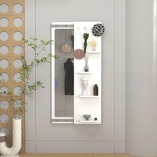 Klubeconcept Aynalı Sürgülü Duvar Rafı 150X45 – Beyaz Mdf Dekoratif Depolama Ünitesi