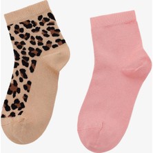Skechers 2'li Paket Softluxe Bilek Üstü Çorap Kadın Leopar-Pembe Çorap S2520317-3474