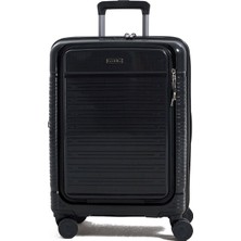 Fabrika Siyah Çekçekli Sert Valiz FAB-5272 55 cm Valiz Kabin