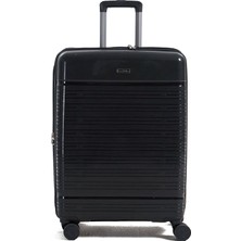 Fabrika Siyah Çekçekli Sert Valiz FAB-5272 65 cm Valiz Orta