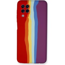 Nacario Galaxy A22 Kılıf Ebruli Lansman Silikon - Kırmızı-Mor