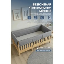 Yasetex Tasarım Montessori Beşik Kenar Koruma Takımı %100 Pamuk - Darbe Önleyici - Gri Renk - Buble Full