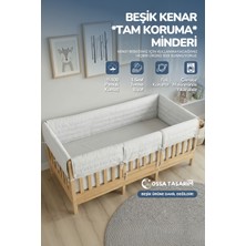 Yasetex Tasarım Montessori Beşik Kenar Koruma Takımı %100 Pamuk - Darbe Önleyici - Beyaz Renk - Buble Full