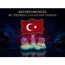 Muyu Craft Türk Bayrağı Temalı Akvaryum Dekoru Ay Yıldızlı Mercan Tasarımlı Süs