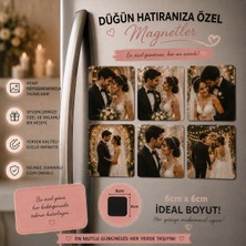 Liya Gift Collection 6'lı Kare Fotoğraf Magneti Düğüne Kişiselleştirilebilir Gelin Damat Anı Hediye Seti