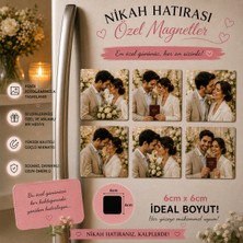 Liya Gift Collection 6'lı Kare Fotoğraf Magneti Nikâha Kişiselleştirilebilir Evlilik Anısı Hediye Seti