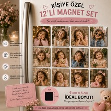 Liya Gift Collection 12'li Kare Fotoğraf Magneti Kız Çocuğuna Kişiselleştirilebilir Çocukluk Anıları Hediye Seti