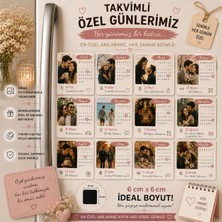 Liya Gift Collection 12'li Kare Takvimli Fotoğraf Magneti Sevgiliye Kişiselleştirilebilir 12 Ay Anı Hediye Seti