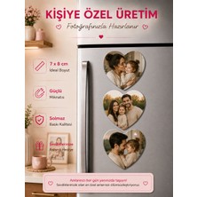 Liya Gift Collection 3 Kalpli Aile Fotoğraf Magneti Kişiselleştirilebilir Anne Baba Çocuk Anı Hediyesi