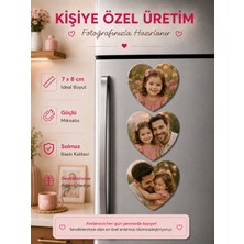 Liya Gift Collection 3 Kalpli Baba Çocuk Fotoğraf Magneti Kişiselleştirilebilir Duygusal Anı Hediyesi