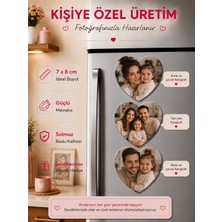 Liya Gift Collection 3 Kalpli Aile Fotoğraf Magneti Kişiselleştirilebilir Anne Baba Çocuk Sevgi Hatırası