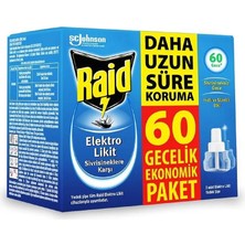 Raid Elektro Likit Sivrisineksiz Etkin Koruma 60 Gece Yedek Şişe (3 Adet)