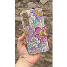 Vip Case Galaxy A36 Uyumlu Mor Çiçek Desenli Şeffaf Darbe Emici Kamera Korumalı Clear Kılıf