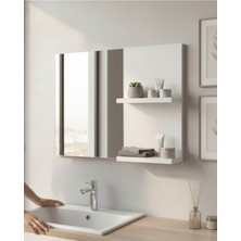 Moemi Pro Lavabo Ayna Beyaz Banyo Aynası Kolay Temizlenebilir Raflı Tasarım