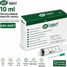 Set Inject 10ML 3 Parça Yeşil Uçlu Enjektör (600 Adet)
