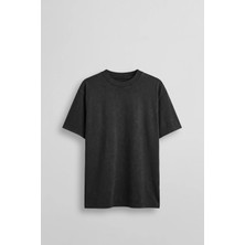 Abluka Online Erkek Vintage Yıkamalı Oversize Pamuklu T-Shirt Siyah