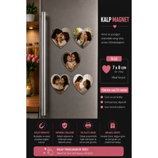 Liya Gift Collection 5'li Kalp Fotoğraf Magneti Anne ve Çocuğa Kişiselleştirilebilir Duygusal Anı Hediyesi