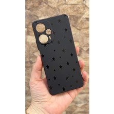 Vip Case Poco F5 Uyumlu Mini Siyah Yıldız Desenli Silikon Darbe Emici Klasik Korumalı Rubber Kılıf
