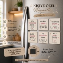 Liya Gift Collection 6'lı Kare Fotoğraf Magneti Kişiselleştirilebilir Istenilen Fotoğraflarla Anı Hediye Seti