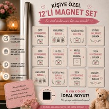 Liya Gift Collection 12'li Kare Fotoğraf Magneti Kişiselleştirilebilir Istenilen Fotoğraflarla Anı Hediye Seti